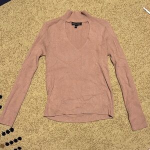 Kendall & Kylie Tan Ribbed V-Neck Top